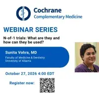 Information about upcoming webinar on N-of-1 trials: What are they and how can they be used?